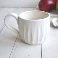 Image 2 of Hand Carved White Mug with Rustic Groves, 11 Ounce Pottery Mug, Made in USA