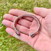 Image 2 of Copper and Stainless Spoke Twisted Barrel Cuff 2