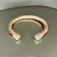 Image 1 of Copper and Stainless Spoke Twisted Barrel Cuff 2