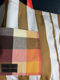 Image 2 of cabas STAN raye Camel et blanc
