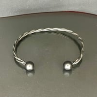 Image 1 of Black Sanded Stainless Triple Spoke Black Ball Cuff 2