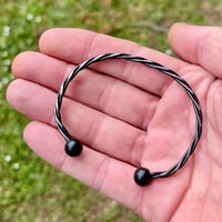 Image 2 of Black Sanded Stainless Triple Spoke Black Ball Cuff 2