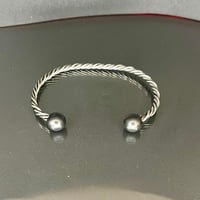 Image 1 of Twisted Black Polished Stainless Spoke Black Ball Cuff 1