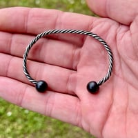 Image 2 of Twisted Black Polished Stainless Spoke Black Ball Cuff 1
