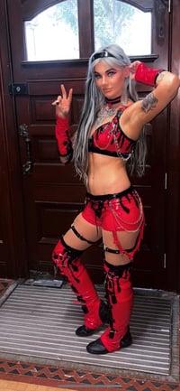 Image 1 of Worn Red/Black Wrestling Gear