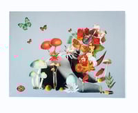Image 2 of Getting Back to that Warm and Fuzzy Feeling - Original Art - Mixed Media Collage - Surreal Mushroom 