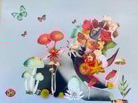 Image 3 of Getting Back to that Warm and Fuzzy Feeling - Original Art - Mixed Media Collage - Surreal Mushroom 