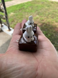Image 5 of Bunny brownie charm, Polymer clay charm, Kawaii bunny charm
