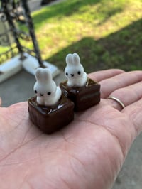 Image 4 of Bunny brownie charm, Polymer clay charm, Kawaii bunny charm