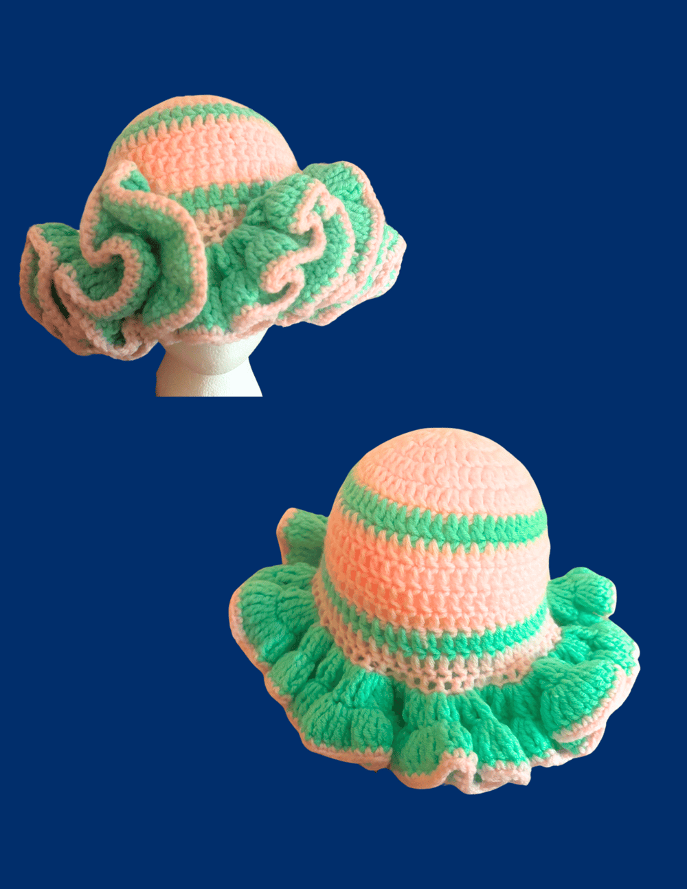 Image of 2 Color Ruffle Hat 