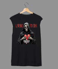 Image 1 of SNAKE BITE WHISKY - LIVING TO DIE Black or White Muscle Shirt