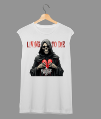 Image 2 of SNAKE BITE WHISKY - LIVING TO DIE Black or White Muscle Shirt