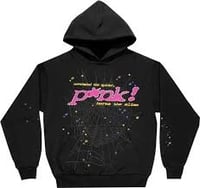 Spider hoodie Black with pink text