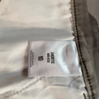 Image 5 of Women's Express Camouflage cut off shorts raw hem revamped w- cherries , red stripes & studs 