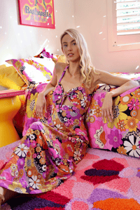 Image 4 of Tie front maxi dress in Psychedelic Meadow Pink