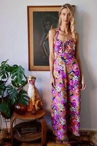 Image 9 of Tie front maxi dress in Psychedelic Meadow Pink