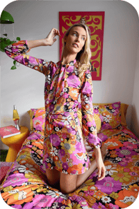 Image 1 of Pussy Bow Blouse in Psychedelic Meadow Pink