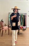 BLACK SHORT KAFTAN WITH CROCHET POCKETS