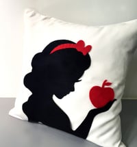 Image 3 of Snow White Silhouette Handmade Decorative Pillow Case Cushion Cover. Girls Room Princess Nursery 