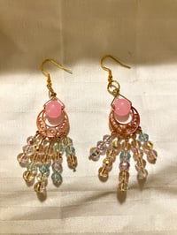 Image 1 of Rose & Yellow Gold Finish Chandelier Earrings – A Statement of Beauty & Grace