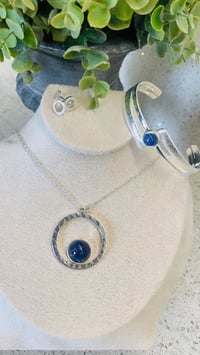 Hammered Cornflower Blue Petal Necklace