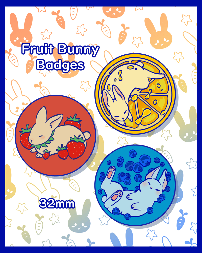 Image of Fruit Bunny Badges + Sticker