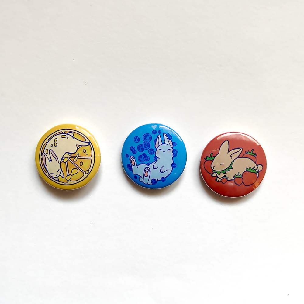 Image of Fruit Bunny Badges + Sticker