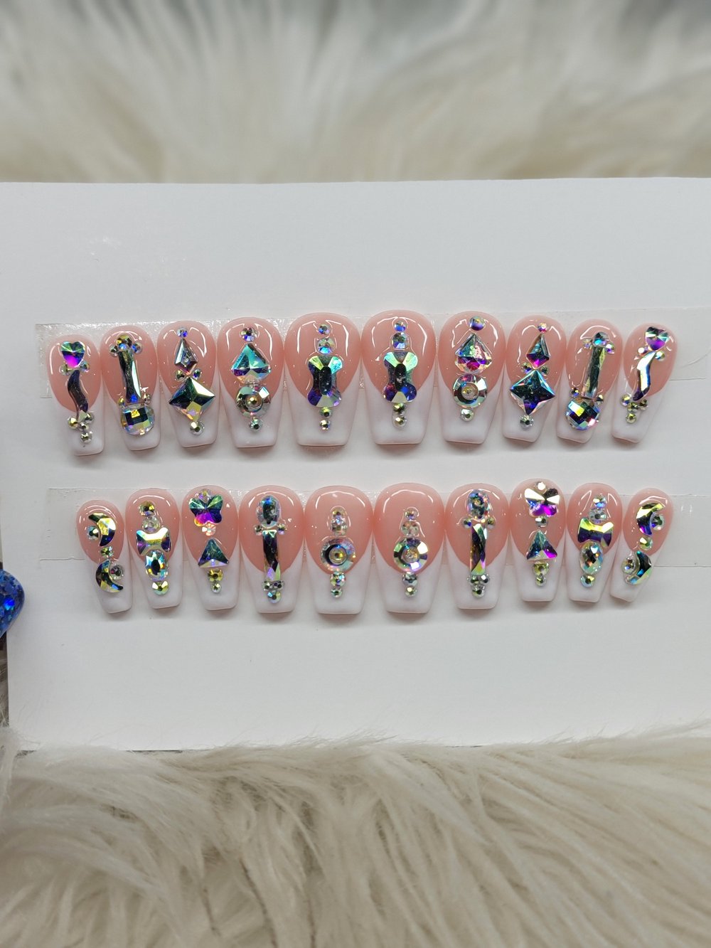 Image of Med length French tips with bling