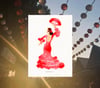 Ilustraciones flamencas: roja, azul y verde 