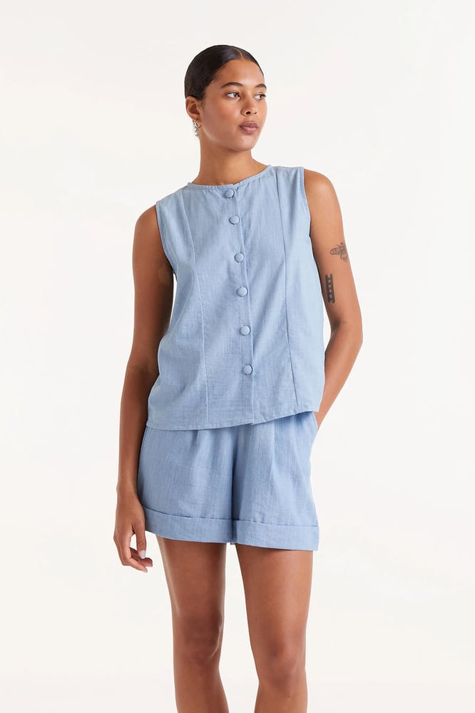 Image of TOP BOTONES EFECTO DENIM