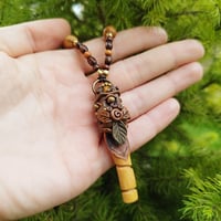 Image 1 of Bronze Leaf Tiger Eyes Wood Necklace
