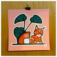 "Comfy Cat" (CUTE CORAL)  Screen Print 