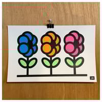 "Three Flowers" (NEON) Screen Print