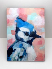 Image 1 of Blue Bebe – vintage 2019 5x7" wood panel painting 
