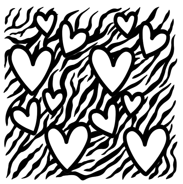 Image of Zebra Hearts Template