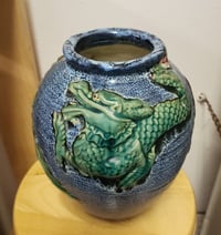 Image 1 of Vintage Chinese Dragon Majolica Vase