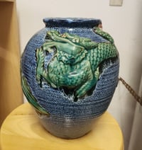 Image 2 of Vintage Chinese Dragon Majolica Vase