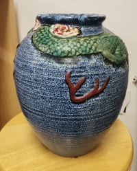 Image 3 of Vintage Chinese Dragon Majolica Vase