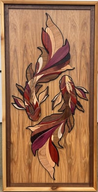 Image 2 of Koi Fish Wooden Wall decor : Balance in motion Yin Yan decor