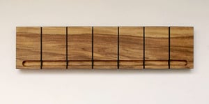 Image of Flip wood coat rack, 6 metallic hooks.