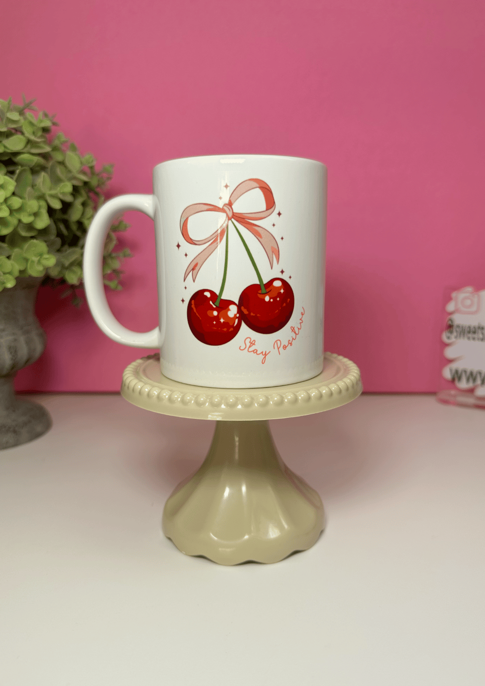 Image of 'Stay Positive' Cherries Mug