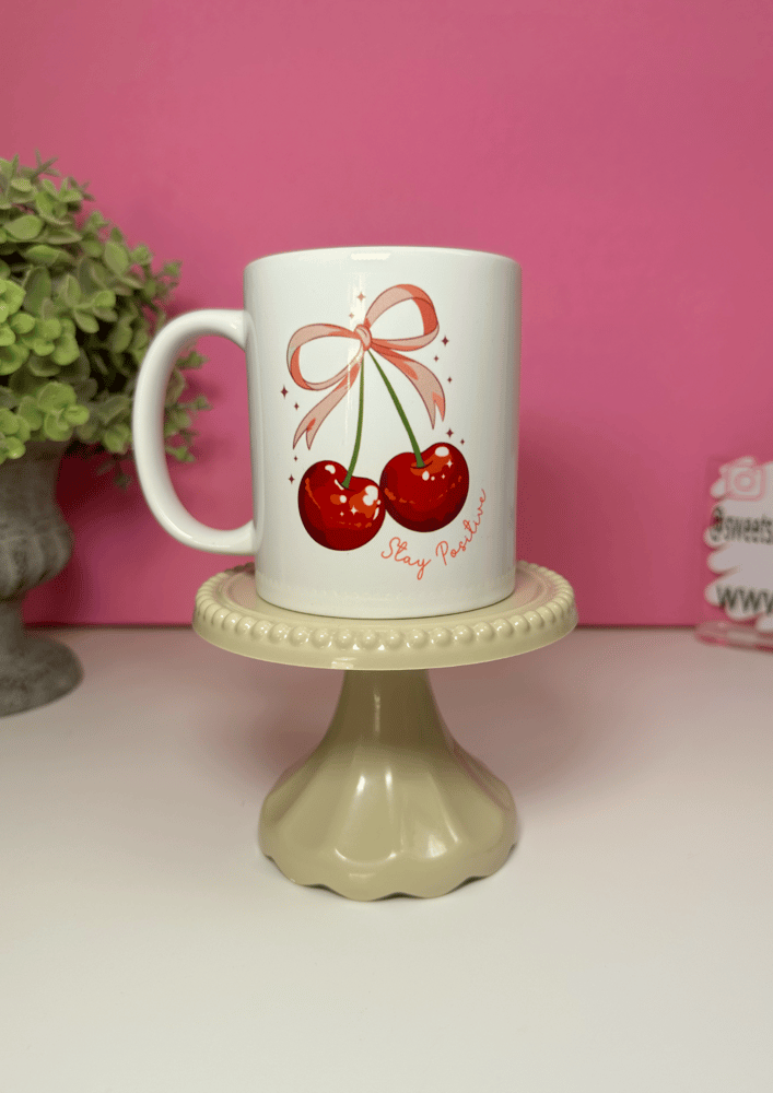 Image of 'Stay Positive' Cherries Mug