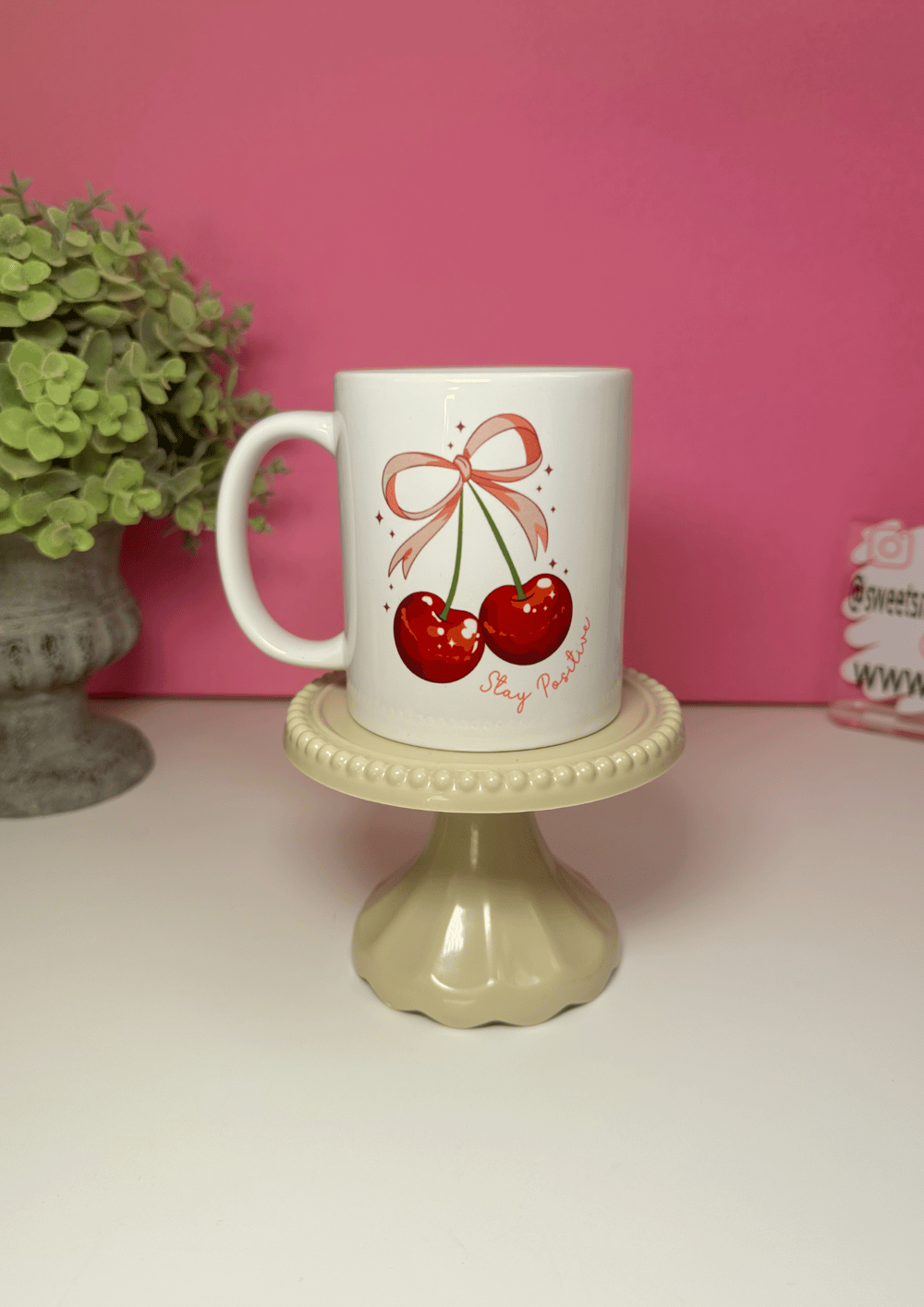 Image of 'Stay Positive' Cherries Mug
