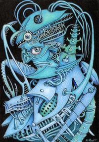 Image 1 of Original Ink/Graphite & Colored Pencil Drawing • Framed