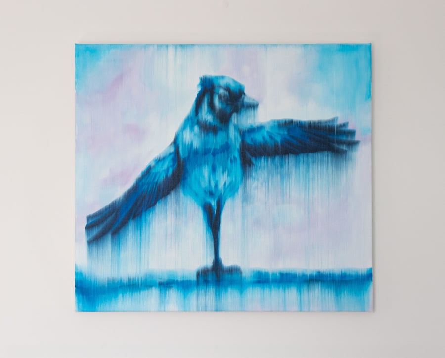 Image of Original Painting "Blue Bird" (Ships from USA)