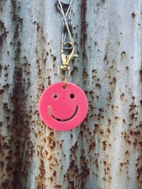 Pink Smiley Keyring