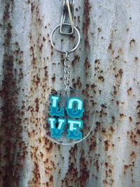 Teal 'LOVE' Keyring 