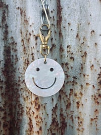 White Smiley Face Keyring