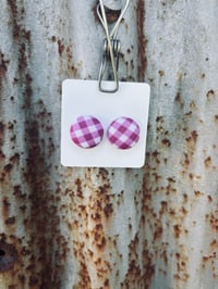 19mm Purple Gingham Button Studs