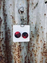 19mm Red and Black Gingham Button Studs
